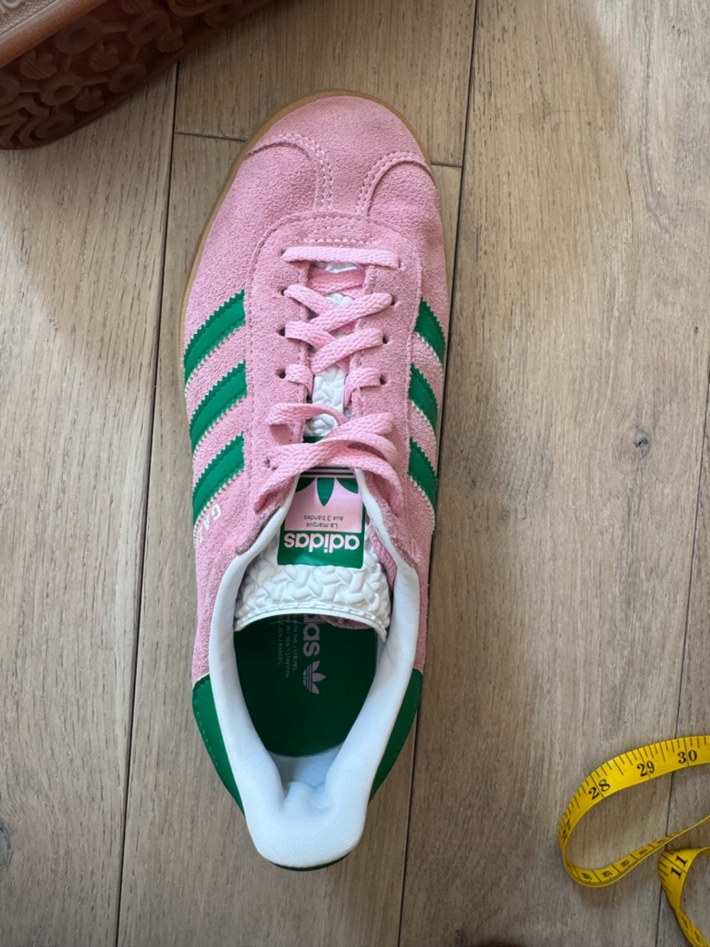 adidas Pink and Green Gazelle Platform Sneakers - Picture 4 of 9
